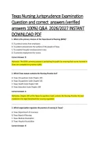 Texas Nursing Jurisprudence Examination Questions and Correct Answers with Rationales &lpar;Verified Answers 100&percnt;&rpar; &vert; Texas BON Nursing Law Study Guide &vert; Q&A 2026&sol;2027