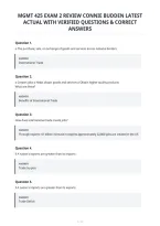 Mgmt 425 Exam 2 Review Connie Budden Latest&NewLine;Actual With Verified Questions & Correct&NewLine;Answers