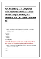 ADA Accessibility Code Compliance &NewLine;Exam Practice Questions And Correct &NewLine;Answers &lpar;Verified Answers&rpar; Plus &NewLine;Rationales 2026 Q&A Instant Download &NewLine;Pdf 