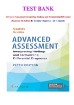 Test Bank for Advanced Assessment&colon; Interpreting Findings and Formulating Differential Diagnoses 5th Edition by Laurie Goolsby&comma; Mary Jo&semi; Grubbs ISBN 978-1719645935