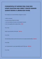 Fundamentals Of Nursing Final Exam 2026&NewLine;Update Questions And Correct Verified Answers&NewLine;Already Graded A&plus; &lpar;Brand New Vision&rpar;
