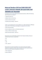 Maternal Newborn Ob Final Exam 2026-2027 Latest Updated Version 200 Questions And Answers Just Released &period;Pdf&NewLine;&NewLine;