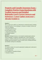 Property and Casualty Insurance Exam &vert; Complete Practice Exam Questions with Verified Answers and Detailed Rationales &lpar;100&percnt; Correct Answers and Solutions&rpar; &vert; Latest Update 2026&sol;2027 &vert; Already Graded A&plus;