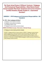 Ppr Exam Actual Exams &lpar;2 Different Versions&rpar; &vert; Pedagogy&NewLine;And Professional Responsibilities &vert;&vert; Most Recent Exam&vert;&vert;&NewLine;Actual Complete Real Exam Questions And Correct Answers&NewLine;&lpar;Verified Answers&rpar; Already Graded A&plus; &vert; Guaranteed&NewLine;Success&excl;&excl;
