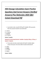 HESI Dosage Calculation Exam Practice &NewLine;Questions And Correct Answers &lpar;Verified &NewLine;Answers&rpar; Plus Rationales 2026 Q&A &NewLine;Instant Download Pdf 