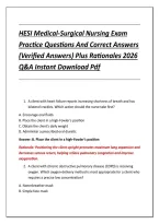 HESI Medical-Surgical Nursing Exam &NewLine;Practice Questions And Correct Answers &NewLine;&lpar;Verified Answers&rpar; Plus Rationales 2026 &NewLine;Q&A Instant Download Pdf 