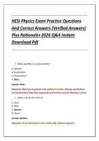 HESI Physics Exam Practice Questions &NewLine;And Correct Answers &lpar;Verified Answers&rpar; &NewLine;Plus Rationales 2026 Q&A Instant &NewLine;Download Pdf 