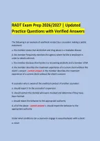  &NewLine;RADT Exam Prep 2026&sol;2027 &vert; Updated &NewLine;Practice Questions with Verified Answers &NewLine;