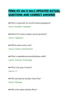 Fema Ics 100 Is 100&period;C Updated Actual&NewLine;Questions And Correct Answers