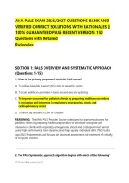 Aha Pals Exam 2026&sol;2027 Questions Bank And Verified Correct Solutions With Rationales &vert;&vert; 100&percnt; Guaranteed Pass Recent Version&colon; 150 Questions With Detailed Rationales 