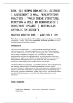 Biol 121 Human Biological Science&NewLine;1 Assessment 3 Oral Presentation&NewLine;Practice &vert; Vagus Nerve Structure&comma;&NewLine;Function & Role In Homeostasis &vert;&NewLine;2026&sol;2027 Updated &vert; Australian&NewLine;Catholic University