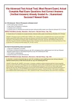 Vita Advanced Test Actual Test&vert;&vert; Most Recent Exam&vert;&vert; Actual&NewLine;Complete Real Exam Questions And Correct Answers&NewLine;&lpar;Verified Answers&rpar; Already Graded A&plus; &vert; Guaranteed&NewLine;Success&excl;&excl; Newest Exam