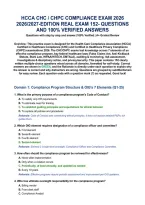 Hcca Chc &sol; Chpc Compliance Exam 2026 &NewLine;2026&sol;2027-Edition Real Exam 152- Questions &NewLine;And 100&percnt; Verified Answers&NewLine;