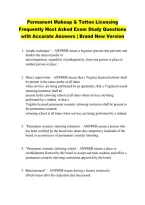 Permanent Makeup & Tattoo Licensing &NewLine;Frequently Most Asked Exam Study Questions &NewLine;with Accurate Answers &vert; Brand New Version 