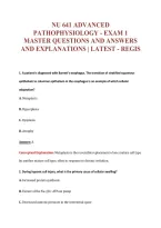 Nu 641 Advanced&NewLine;Pathophysiology - Exam 1&NewLine;Master Questions And Answers&NewLine;And Explanations &vert; Latest - Regis