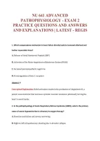 Nu 641 Advanced&NewLine;Pathophysiology - Exam 2&NewLine;Practice Questions And Answers&NewLine;And Explanations &vert; Latest - Regis
