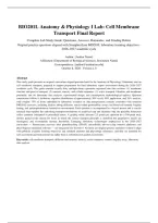BIO201L Anatomy & Physiology I Lab &ndash; Cell Membrane Transport Final Report &vert; StraighterLine &vert; Complete Lab Study Guide