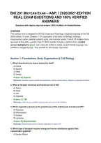Bio 201 Midterm Exam &ndash; A&P&semi; I 2026&sol;2027-Edition&NewLine;Real Exam Questions And 100&percnt; Verified&NewLine;Answers