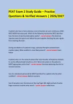 PEAT Exam 2 Study Guide &ndash; Practice &NewLine;Questions & Verified Answers &vert; 2026&sol;2027 &NewLine;