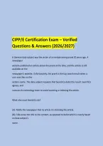 CIPP&sol;E Certification Exam &ndash; Verified Questions & Answers &lpar;2026&sol;2027&rpar; &NewLine; &NewLine;