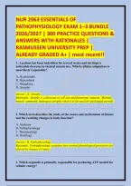 Nur 2063 Essentials Of Pathophysiology Exam 1&ndash;3 Bundle 2026&sol;2027 &vert; 300 Practice Questions & Answers With Rationales &vert; Rasmussen University Prep &vert; Already Graded A&plus; &vert; Most Recent&excl;&excl;