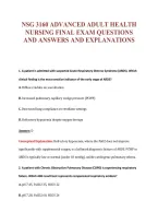 Nsg 3160 Advanced Adult Health&NewLine;Nursing Final Exam Questions&NewLine;And Answers And Explanations