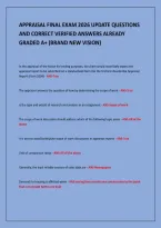 Appraisal Final Exam 2026 Update Questions&NewLine;And Correct Verified Answers Already&NewLine;Graded A&plus; &lpar;Brand New Vision&rpar;