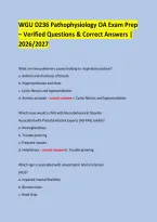 WGU D236 Pathophysiology OA Exam Prep &NewLine;&ndash; Verified Questions & Correct Answers &vert; 2026&sol;2027 &NewLine; &NewLine; &NewLine;