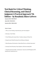 Test Bank for Critical Thinking&comma; Clinical Reasoning&comma; and Clinical Judgment&colon; A Practical Nursing Study Guide