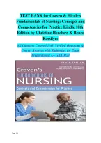 Test Bank for Craven & Hirnle&rsquo;s Fundamentals of Nursing&colon; Concepts and Competencies for Practice