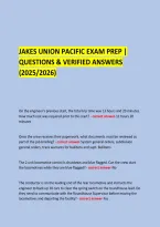 Jakes Union Pacific Exam Prep &vert; &NewLine;Questions & Verified Answers &lpar;2025&sol;2026&rpar; &NewLine;