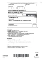 Pearson Edexcel A Level Economics A 9EC0&sol;02 Paper 2 &ndash; The National & Global Economy QP & MS Merged June 2026