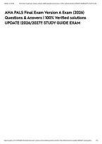 AHA PALS Final Exam Version A Exam &lpar;2026&rpar; Questions & Answers &vert; 100&percnt; Verified solutions UPDATE &vert;2026&sol;2027&excl;&excl; STUDY GUIDE EXAM&NewLine;