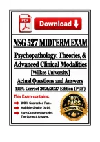 NSG 527 MIDTERM Exam &vert; Psychopathology&comma; Theories&comma; & Advanced Clinical Modalities &vert; Wilkes University &vert; Q & A &vert; 100&percnt; Correct 2026&sol;2027 Edition &lpar;PDF&rpar;