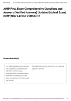 AHIP Final Exam Comprehensive Questions and Answers &lpar;Verified Answers&rpar; Updated &lpar;Actual Exam&rpar; 20262027 LATEST VERSION&excl;&excl;&NewLine;