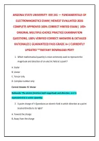 Arizona State University Eee 241 &mdash; Fundamentals Of&NewLine;Electromagnetics Exam&vert; Newest Evaluated 2026&NewLine;Complete Approved 100&percnt; Correct Hinted Exam&vert; 100&plus;&NewLine;Original Multiple-Choice Practice Examination&NewLine;Questions&comma; 100&percnt; Verified Correct Answers & Detailed&NewLine;Rationa