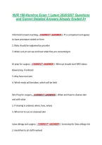 NUR 160-Hondros Exam 1 Latest 2026&sol;2027 Questions &NewLine;and Correct Detailed Answers Already Graded A&plus;