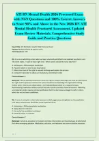 ATI RN Mental Health 2026 Proctored Exam&NewLine;with NGN Questions and 100&percnt; Correct Answers&NewLine;to Score 98&percnt; and Above in the New 2026 RN ATI&NewLine;Mental Health Proctored Assessment&comma; Updated&NewLine;Exam Review Materials&comma; Comprehensive Study&NewLine;Guide and Practice Questions