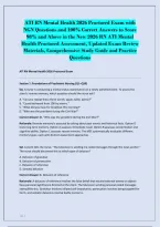 ATI RN Mental Health 2026 Proctored Exam with&NewLine;NGN Questions and 100&percnt; Correct Answers to Score&NewLine;98&percnt; and Above in the New 2026 RN ATI Mental&NewLine;Health Proctored Assessment&comma; Updated Exam Review&NewLine;Materials&comma; Comprehensive Study Guide and Practice&NewLine;Questions