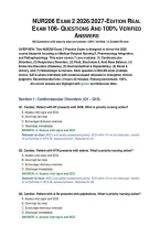 Nur206 Exam 2 2026&sol;2027-Edition Real &NewLine;Exam 106- Questions And 100&percnt; Verified &NewLine;Answers