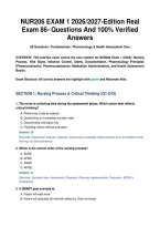 NUR206 EXAM 1 2026&sol;2027-Edition Real &NewLine;Exam 86- Questions And 100&percnt; Verified &NewLine;Answers 