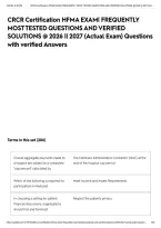 CRCR Certification HFMA EXAM&vert; FREQUENTLY MOST TESTED QUESTIONS AND VERIFIED SOLUTIONS &commat; 2026 &vert;&vert; 2027 &lpar;Actual Exam&rpar; Questions with verified Answers&NewLine;