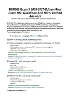 NUR206 Exam 3 2026&sol;2027-Edition Real &NewLine;Exam 102- Questions And 100&percnt; Verified &NewLine;Answers 