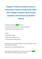 Chapter 4 Ethical and Social Issues in Information Systems Study Guide 20262027 Update Complete Exam Prep & Questions and Answers by &lbrack;Author Name&rsqb; 