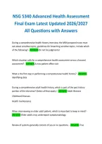 NSG 5340 Advanced Health Assessment Final Exam Latest Updated 2026&sol;2027 All Questions with Answers 