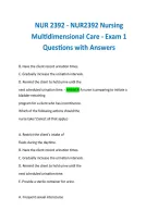 NUR 2392 - NUR2392 Nursing Multidimensional Care - Exam 1 Questions with Answers 
