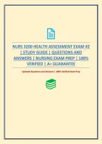 Nurs 3200 Health Assessment Exam &num;2 &vert; Study Guide &vert; Questions And Answers &vert; Nursing Exam Prep