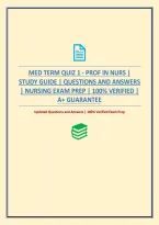Med Term Quiz 1 - Prof In Nurs &vert; Study Guide &vert; Questions And Answers &vert; Nursing Exam Prep