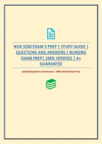Nur 3200 Exam 3 Prep &vert; Study Guide &vert; Questions And Answers &vert; Nursing Exam Prep