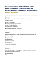 NIFA Perioperative Quiz 2026&sol;2027 Final &NewLine;Exam &mdash; Complete Exam Questions and &NewLine;Correct Answers&period; Genuine A&plus; Grade Assured&period; &NewLine;Instant Download